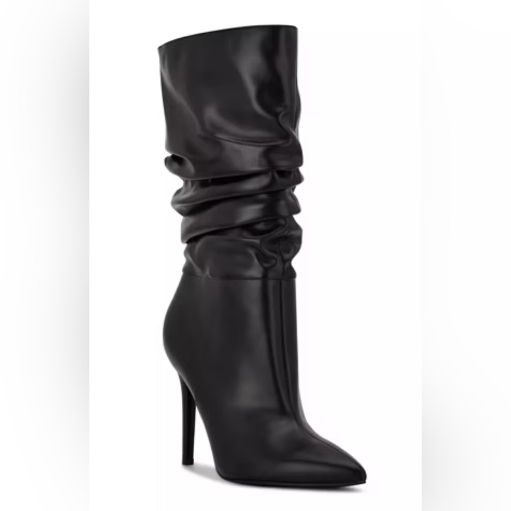 Nine West Black Heeled Slouch Boots